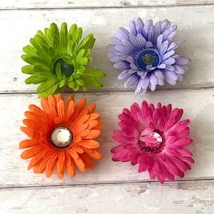 Flower Magnets Extra Large Size 4in Wide Each Orange Pink Purple Green Decor